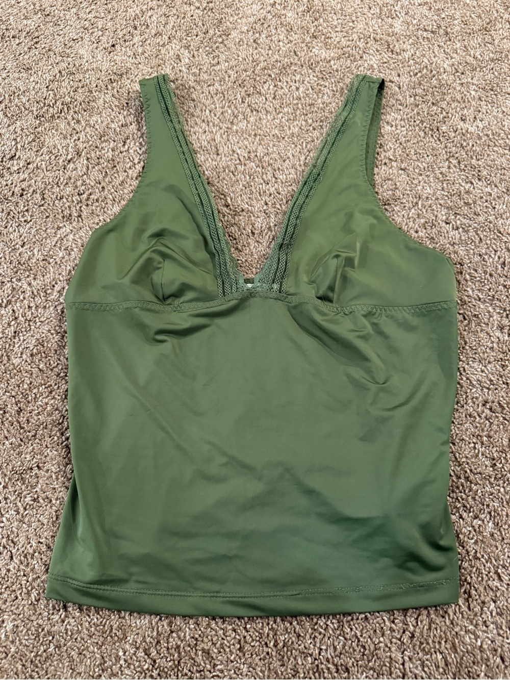 Free People Women's Olive Green V-Neck Tank Top